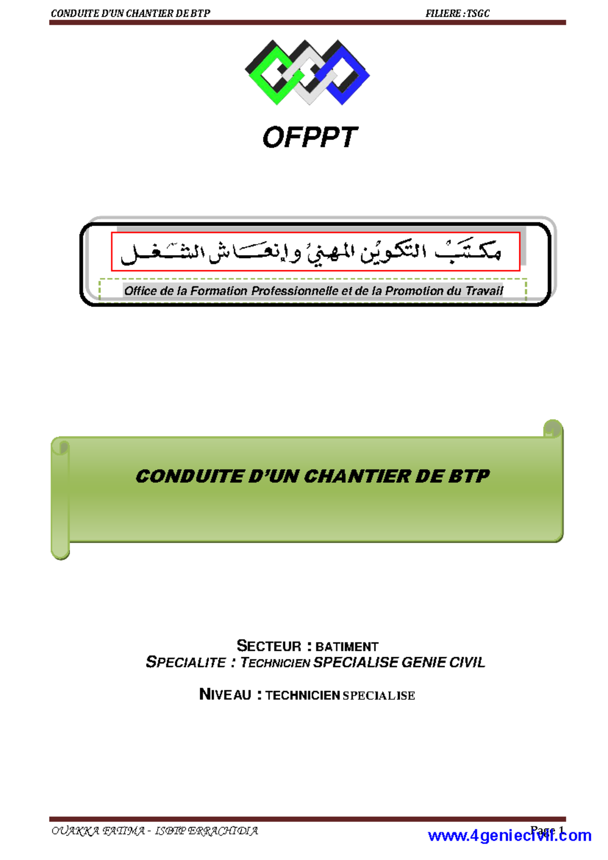 Conduite de Chantier BTP TSGC - Guide Complet pour Techniciens ...