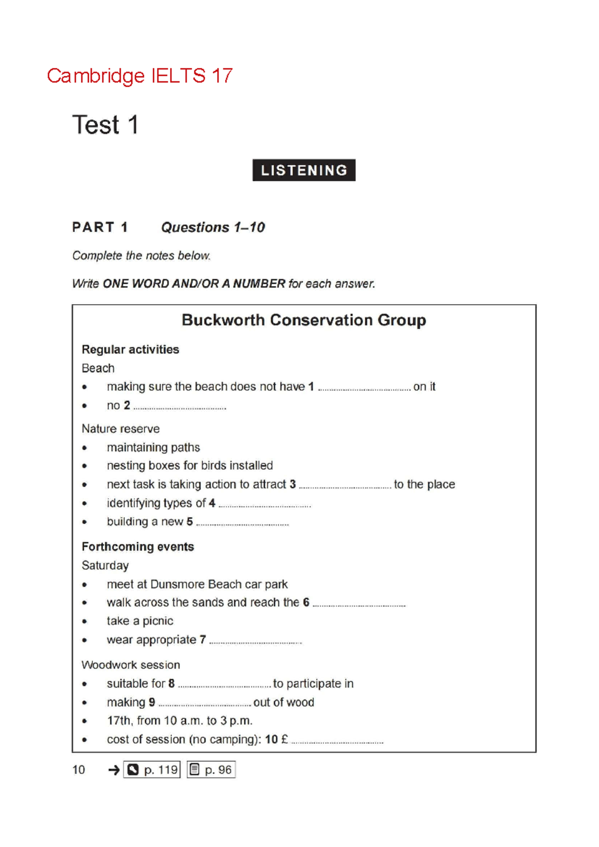 Cambridge IELTS 17 - Test 1 Listening & Reading Questions - Studocu