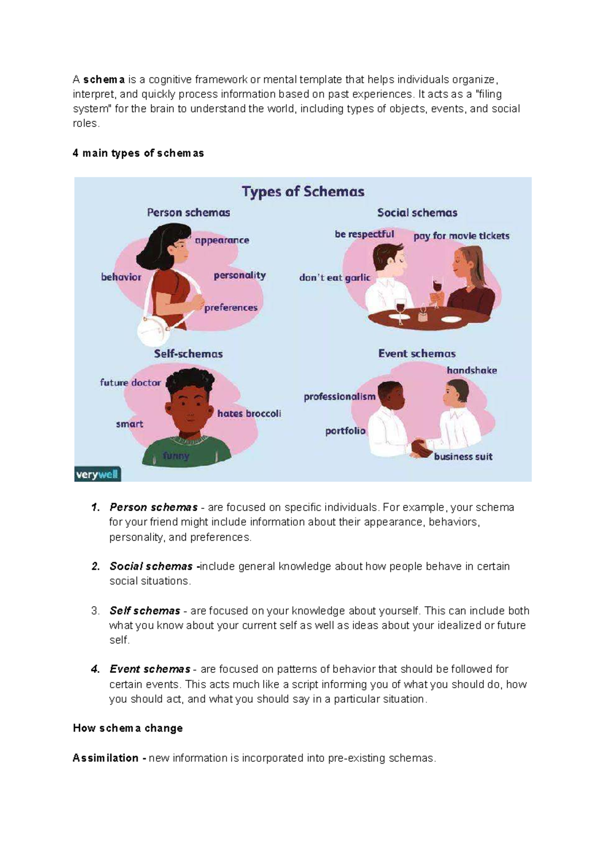 Understanding Schemas: Cognitive Frameworks and Their Types - Studocu