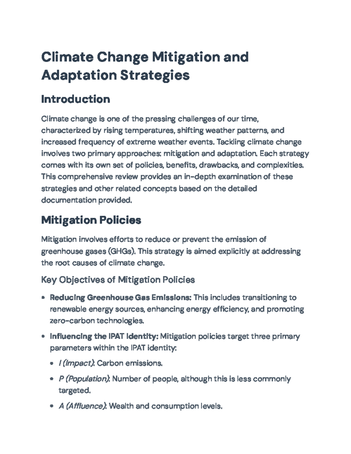 Climate Change Mitigation & Adaptation Strategies: A Comprehensive ...