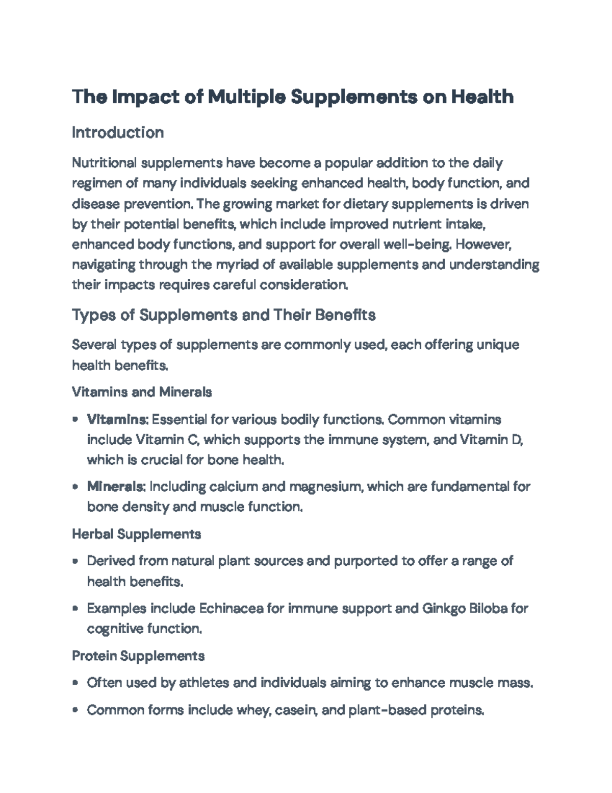 Impact of Multiple Supplements on Health: Benefits & Considerations ...