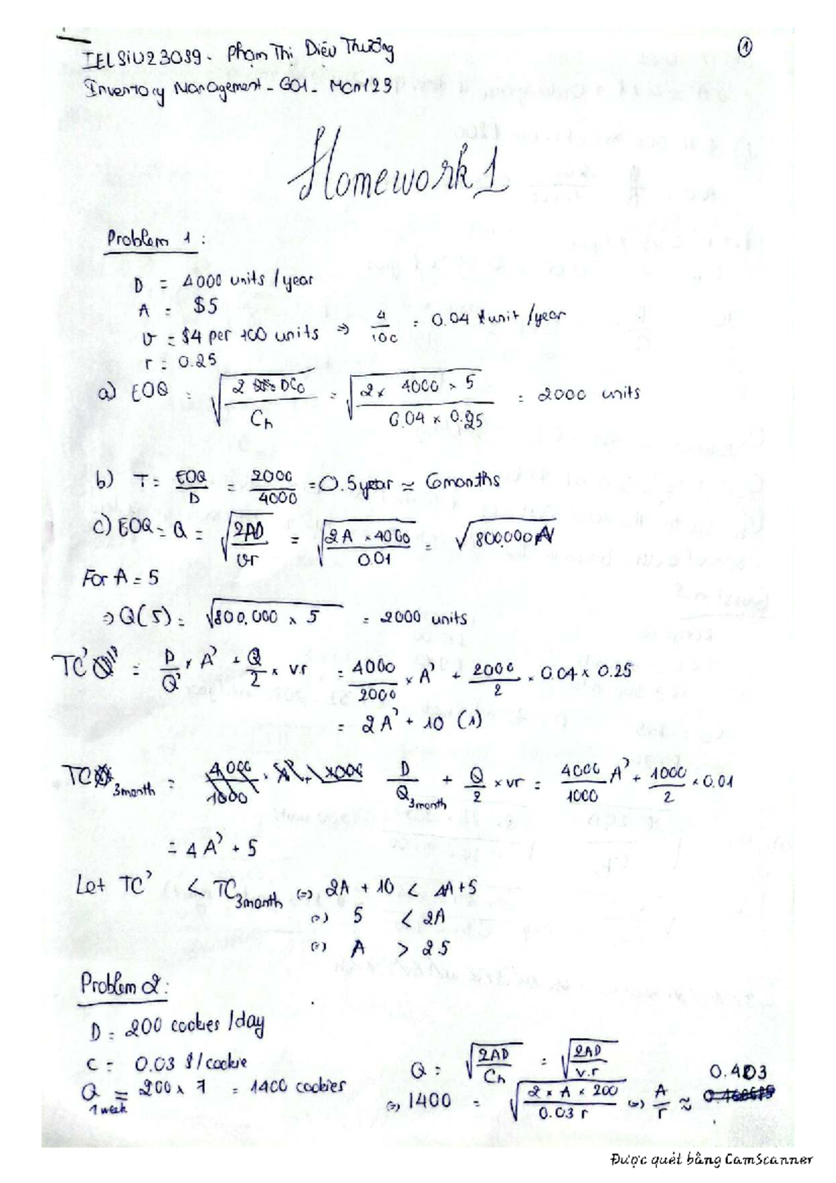 IELSiU23089. Inventory Management Homework 1 Analysis and Solutions ...