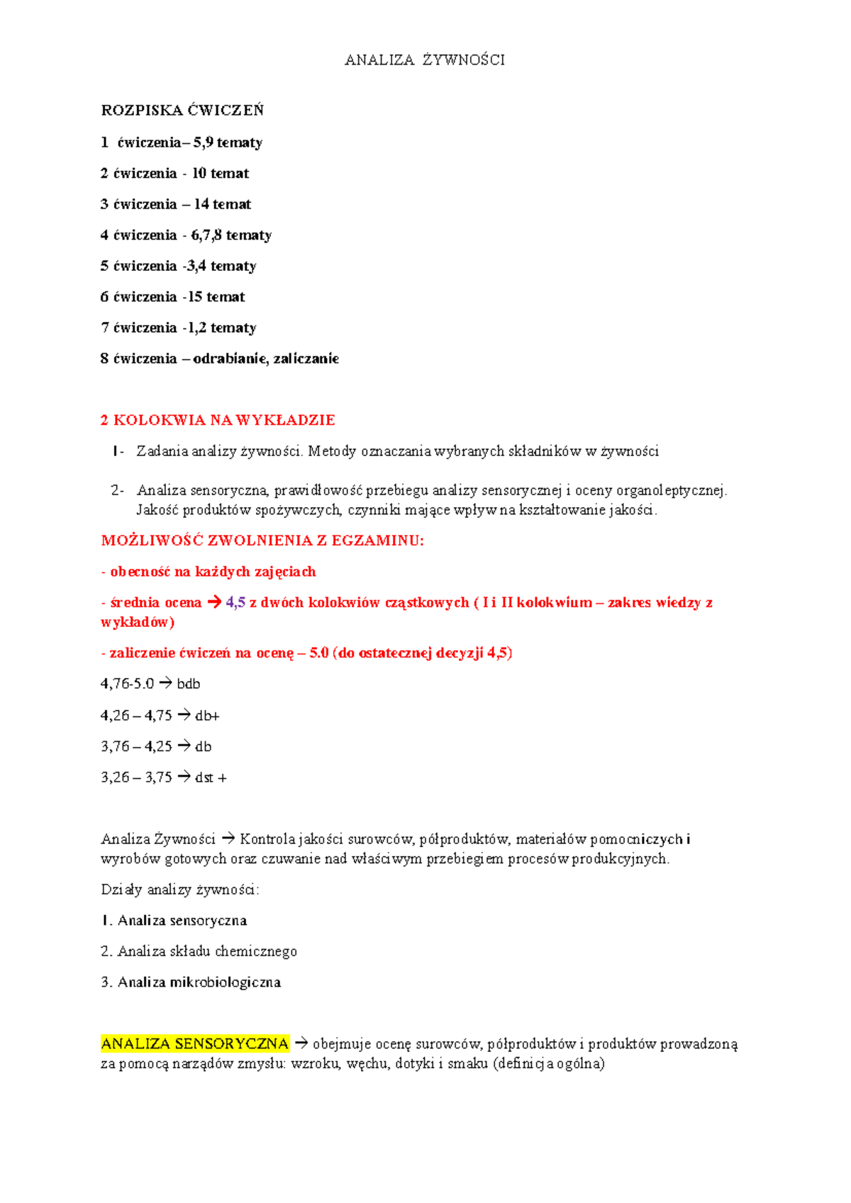 Analiza Żywności - Wykład o Jakości i Metodach Oznaczania - Document Preview