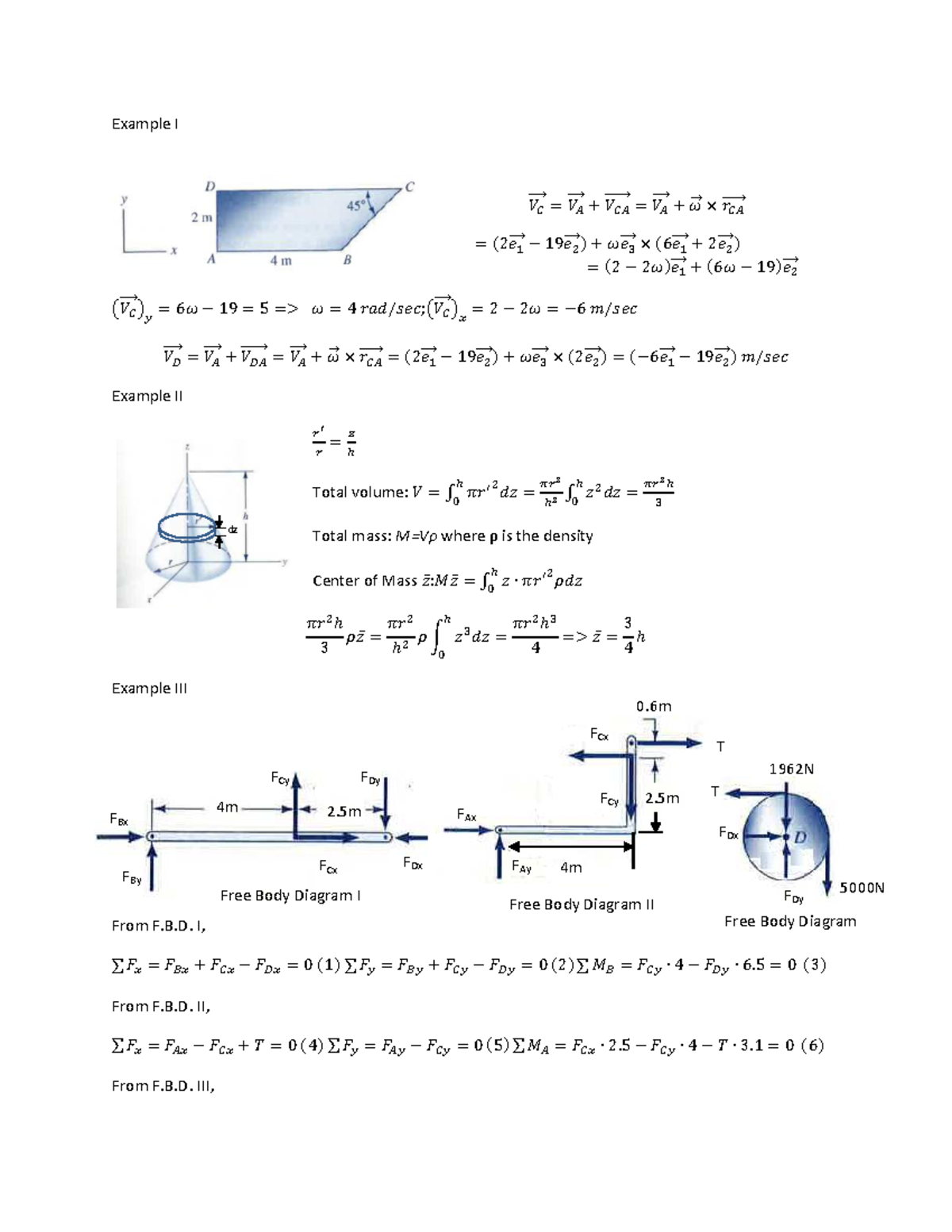 Solutions for Examples in Lecture 4 - Physics 101 - Studocu