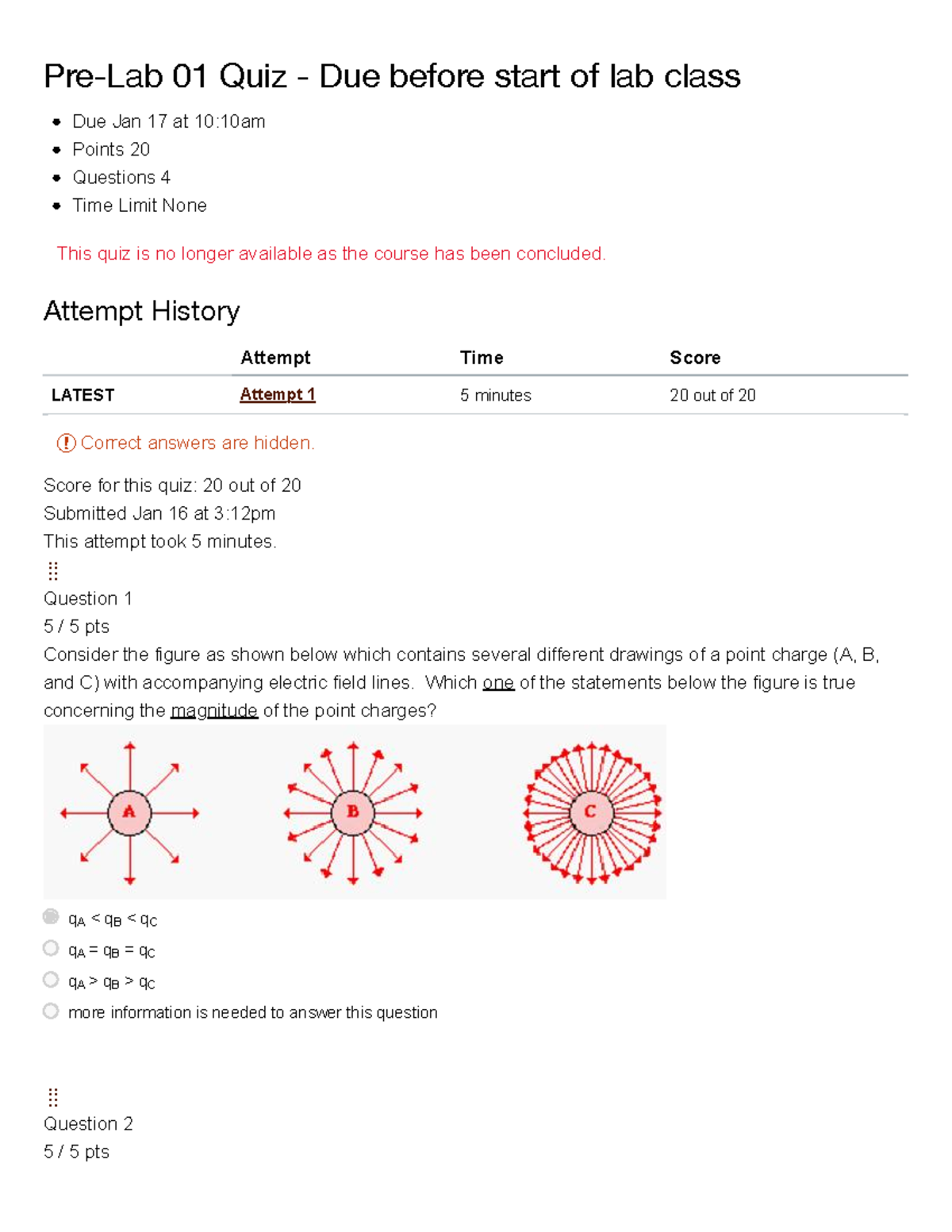 Pre-Lab 01 Quiz (24SS-Full) - GEN Physics LAB II (001) Evaluation ...