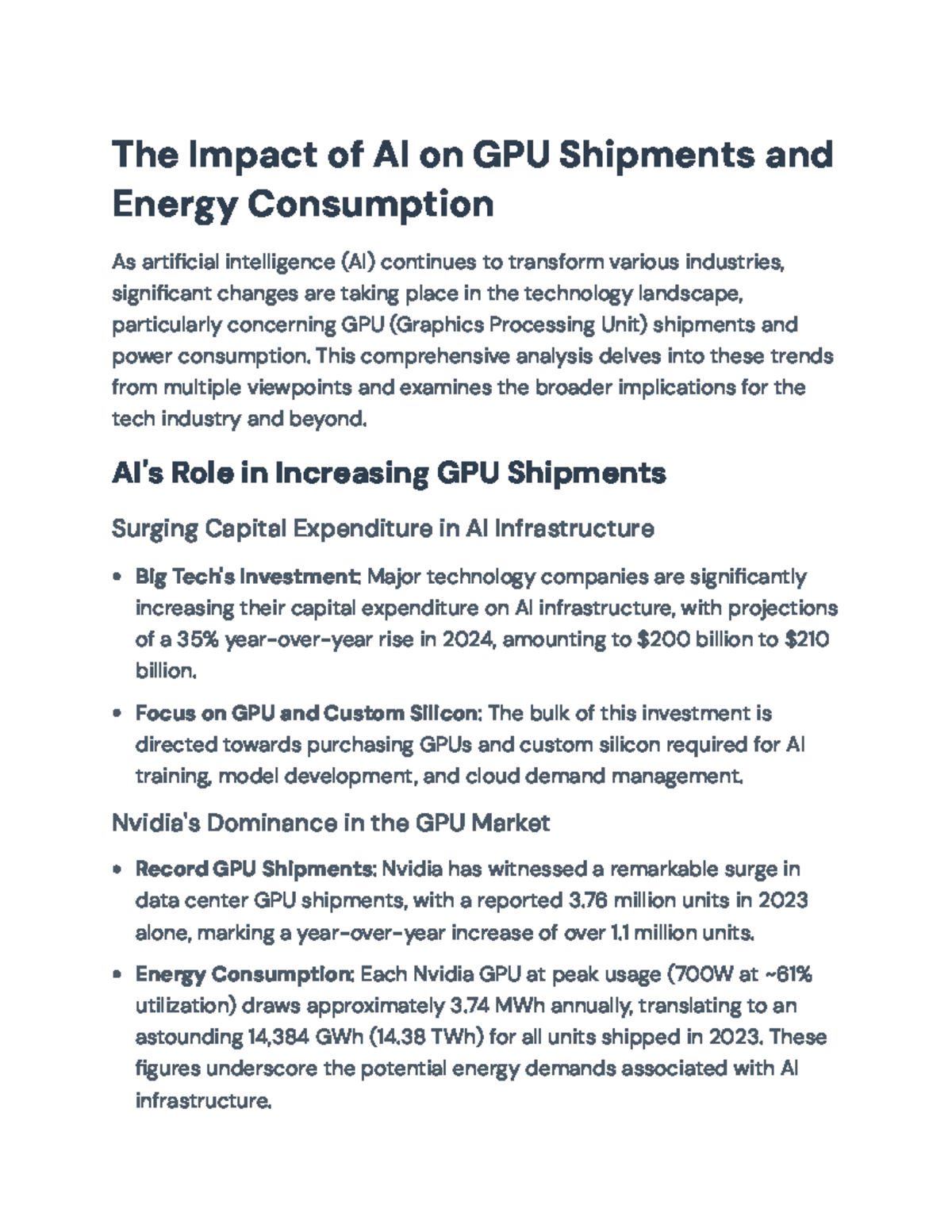 AI's Impact on GPU Shipments & Energy: Trends Analysis Overview - Studocu
