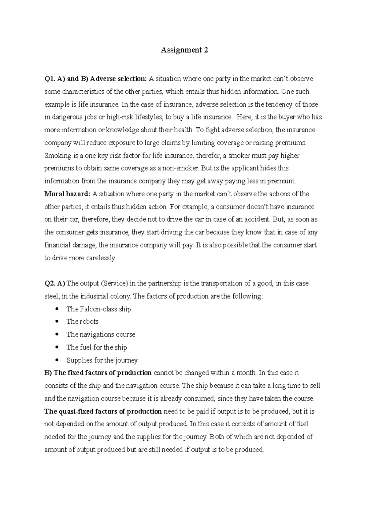 Assignment 2 - Intermediate Microeconomics Analysis and Insights - Studocu