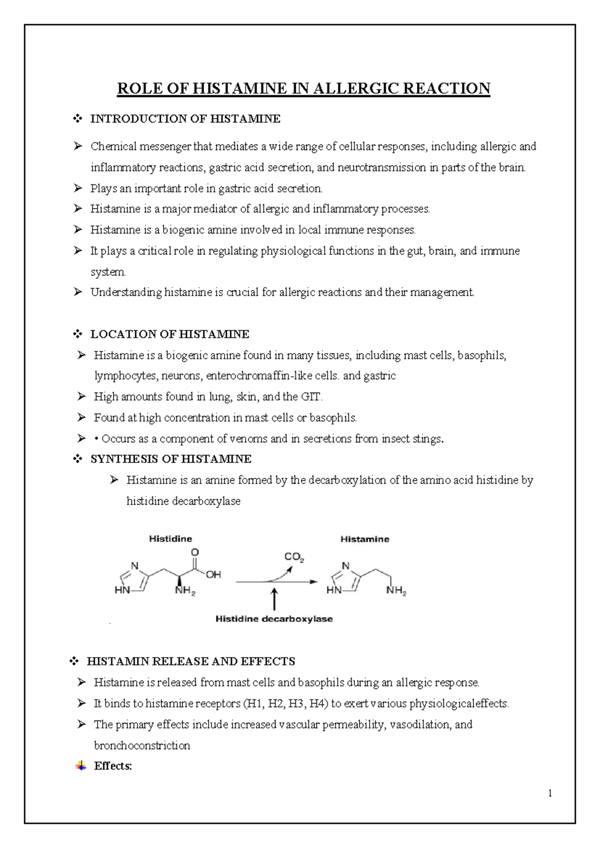 The Role of Histamine in Allergic Reactions: A Comprehensive Overview ...