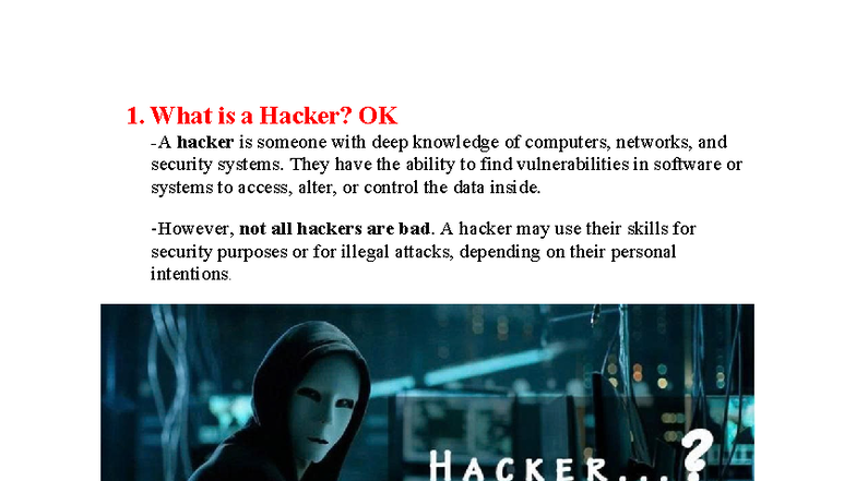 Understanding Hackers: Types, Activities, and Security Tips - Studocu