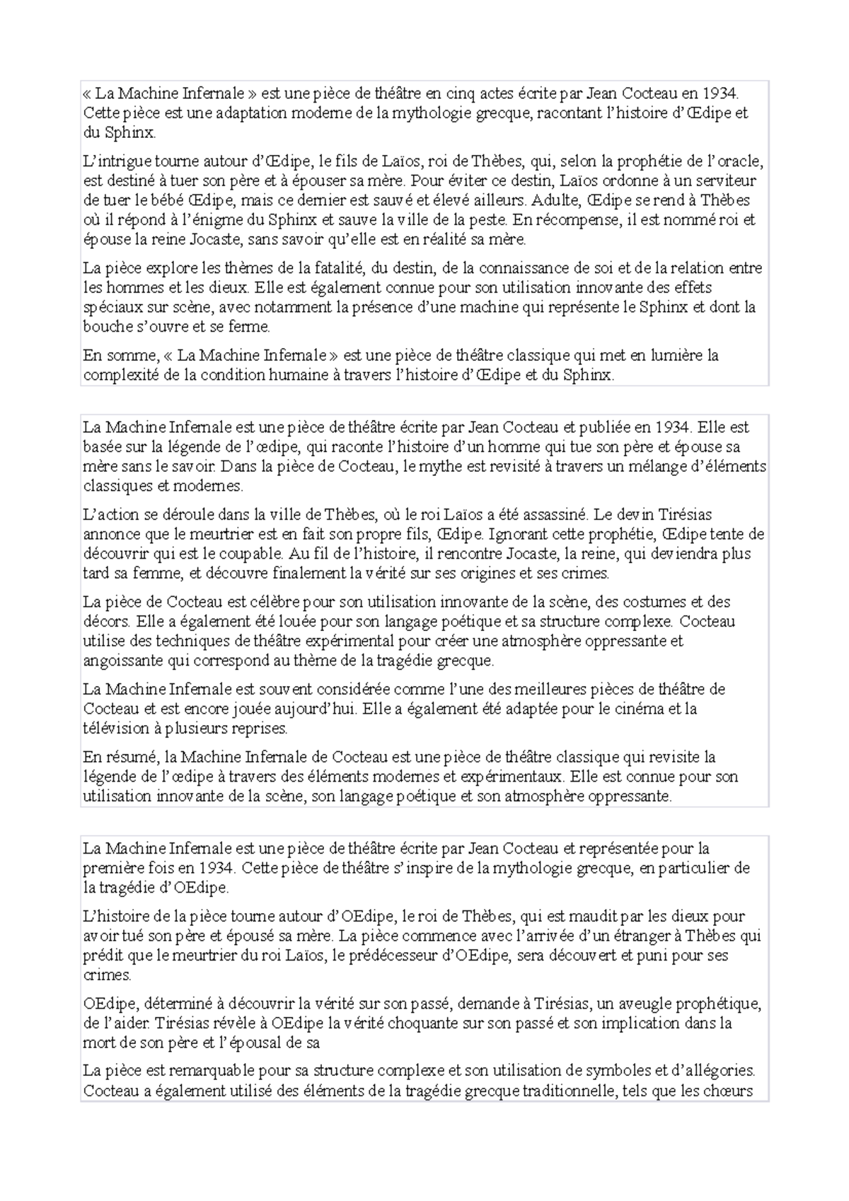 Analyse de la pièce 'La Machine Infernale' de Jean Cocteau (Théâtre ...
