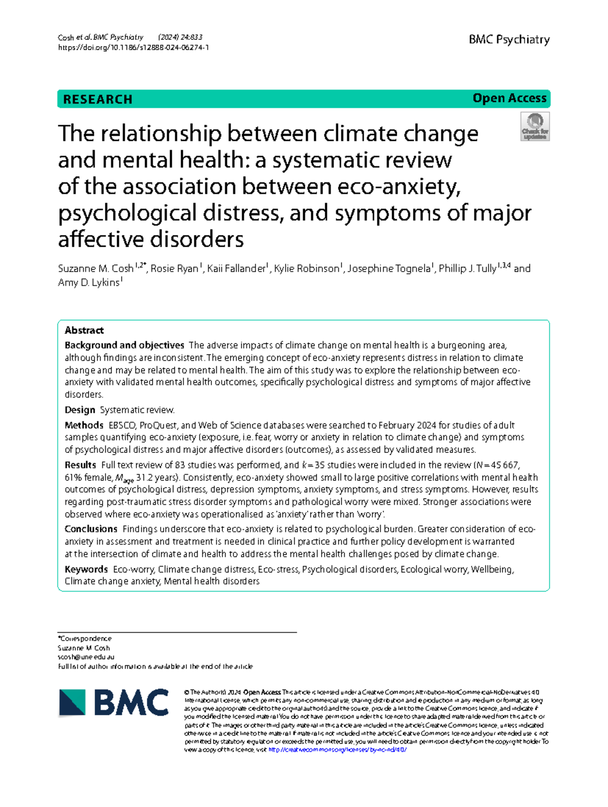 (2024) 24:833 Systematic Review on Climate Change and Mental Health ...