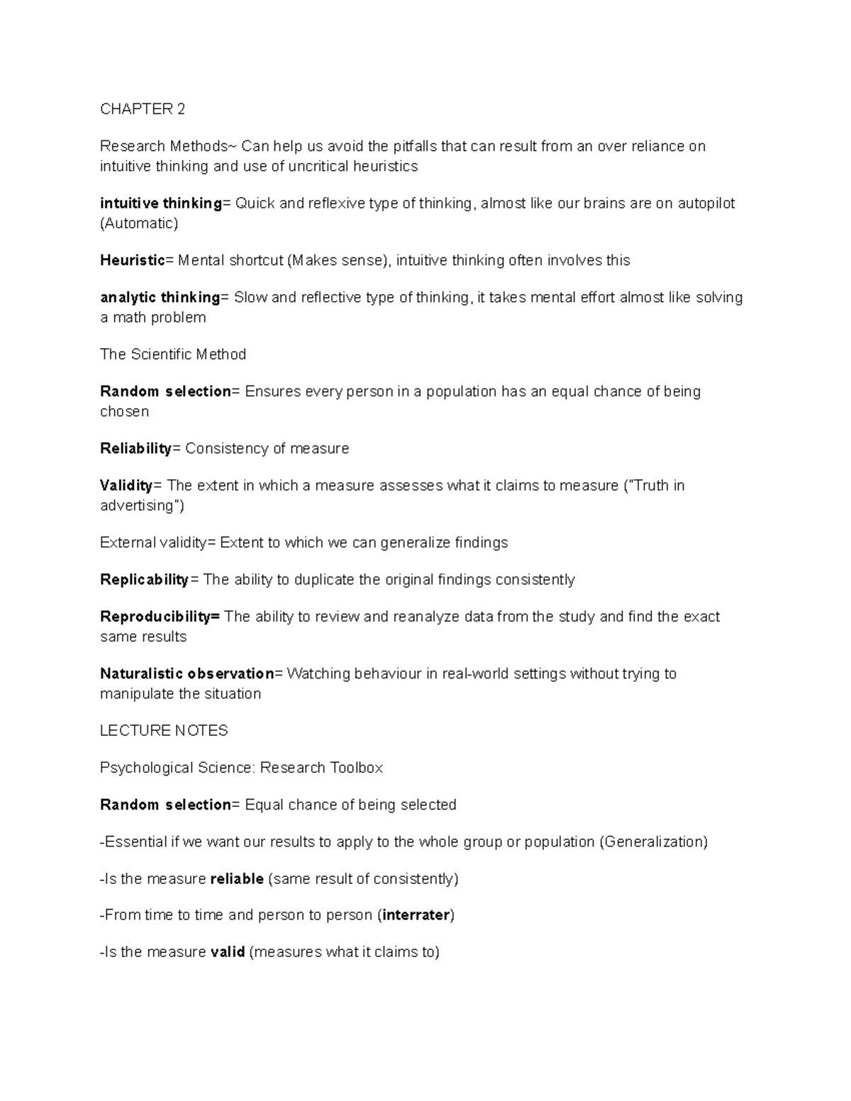 Psychological Science: Research Methods Lecture Notes - Studocu