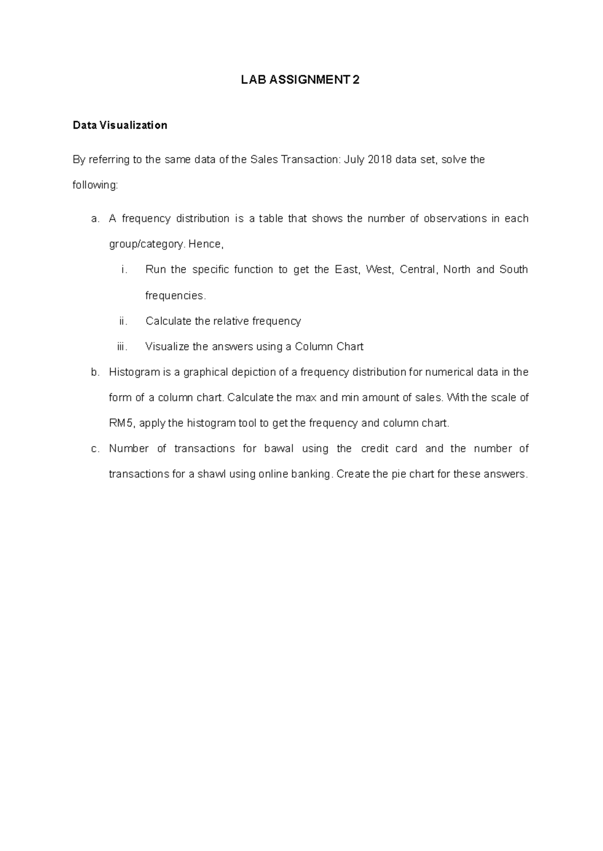 LAB Assignment 2 (Sales Transaction July 2018 ) - LAB ASSIGNMENT 2 Data ...