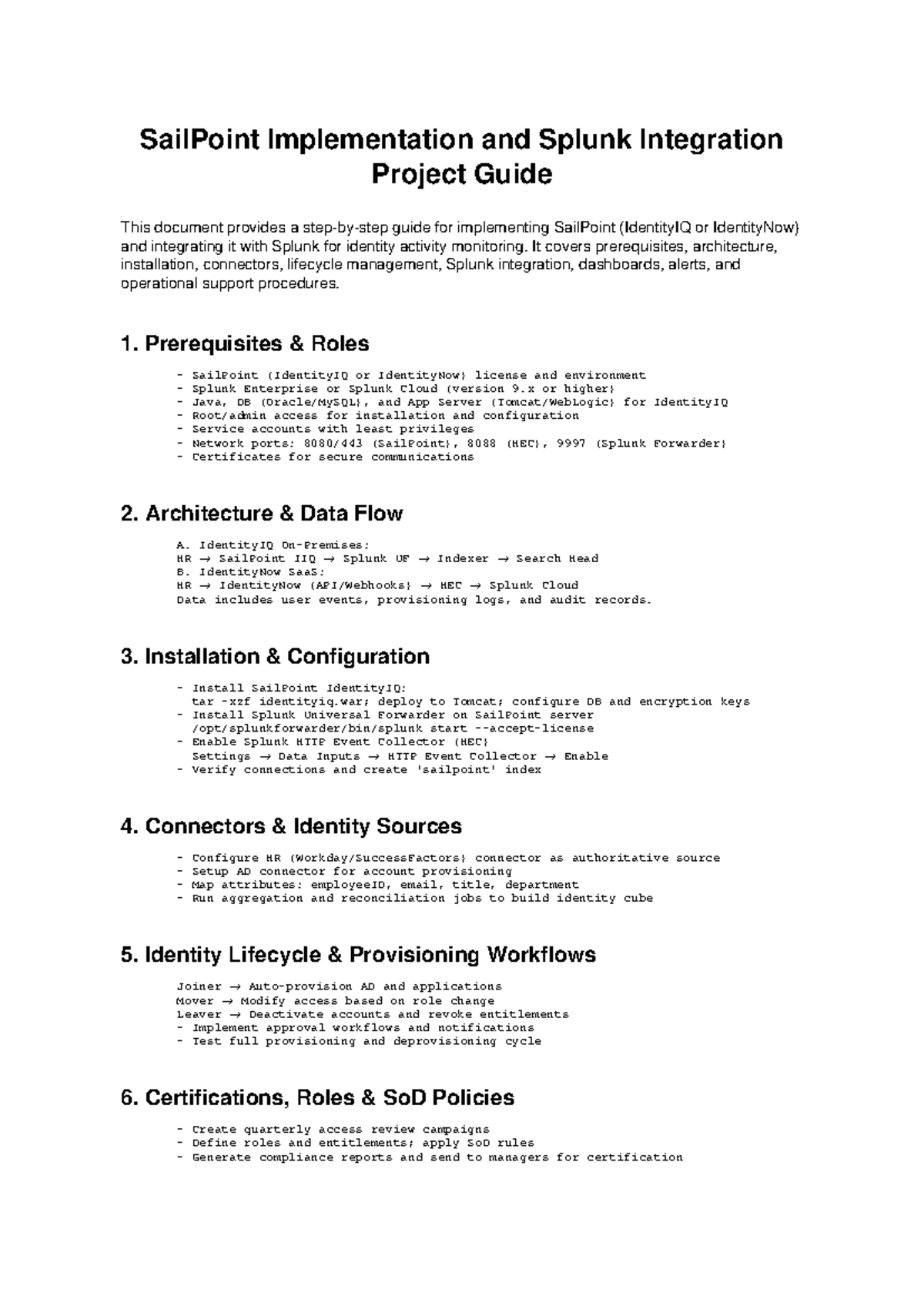 SailPoint & Splunk Integration Project Guide: Implementation Steps ...
