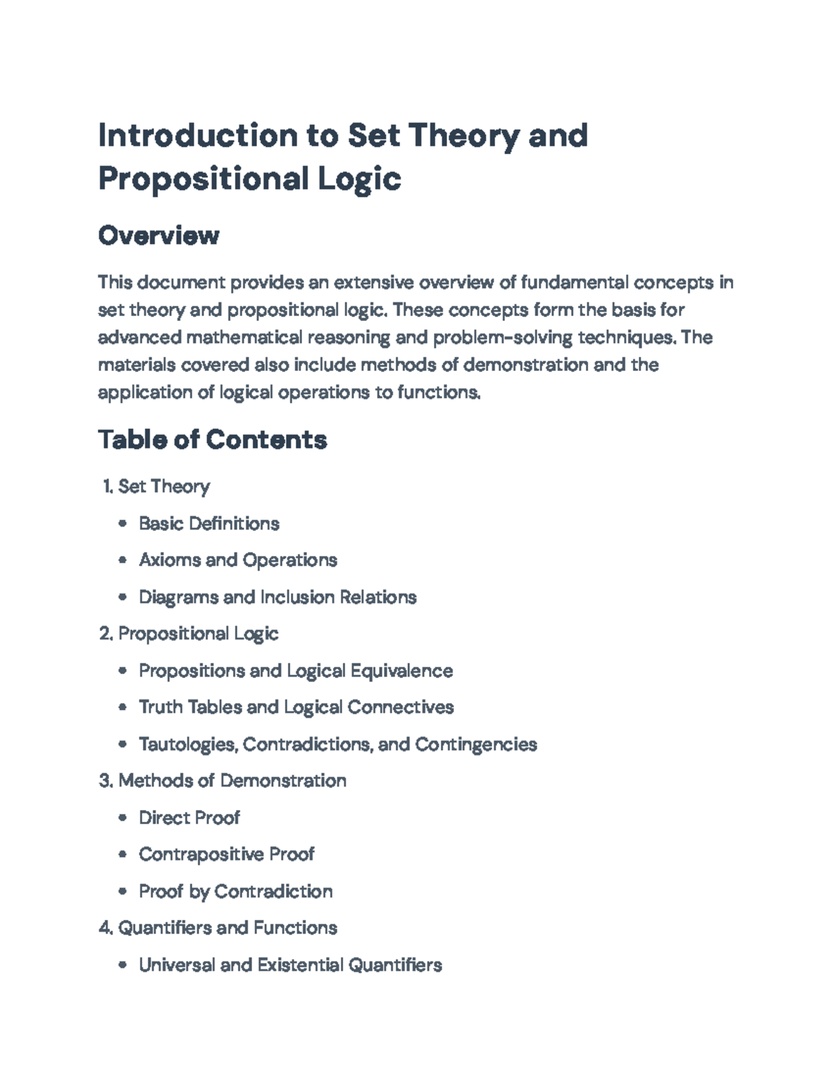 Set Theory and Propositional Logic Overview: Key Concepts & Methods ...