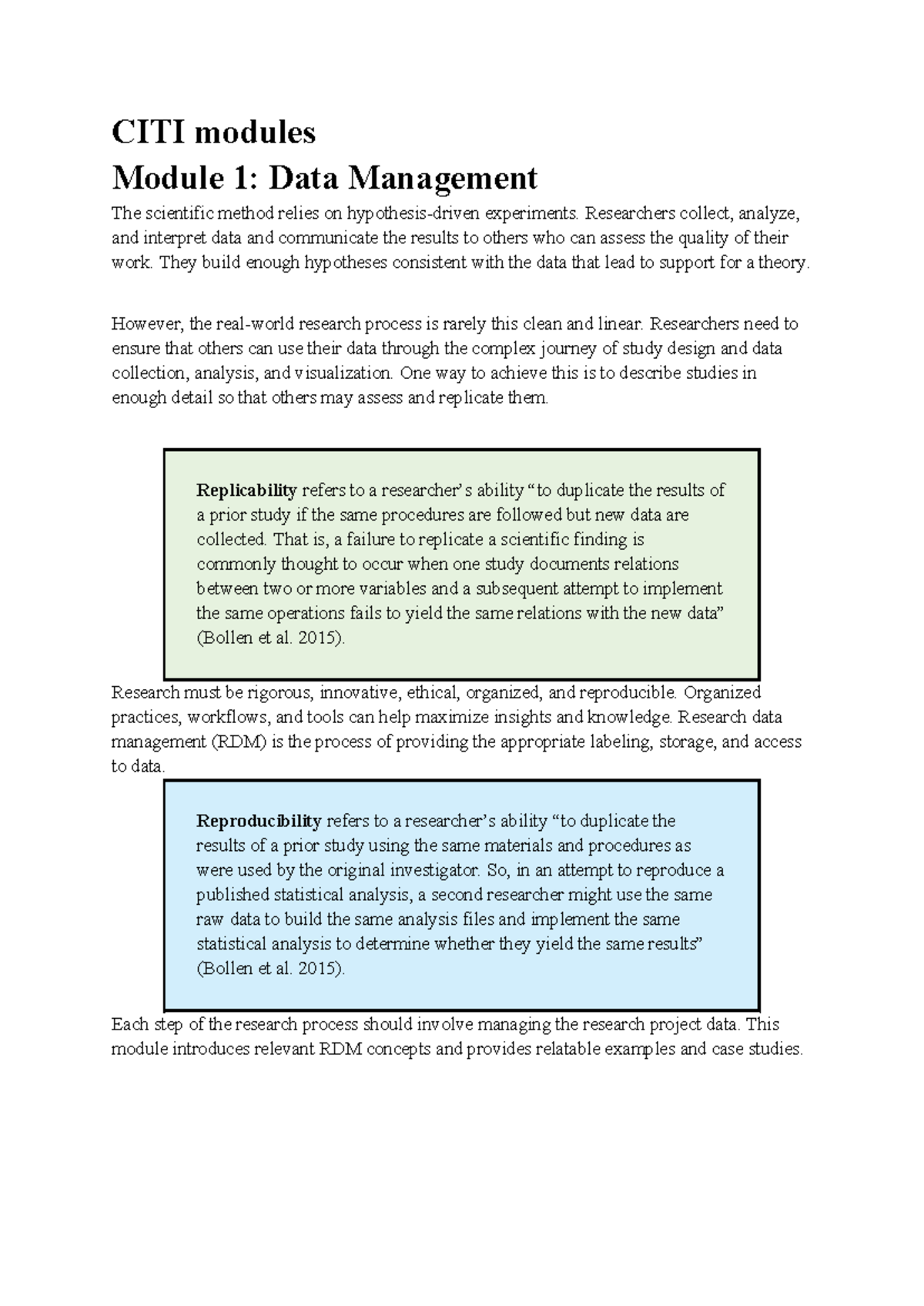 CITI Module 1: Data Management Concepts and Practices - Studeersnel