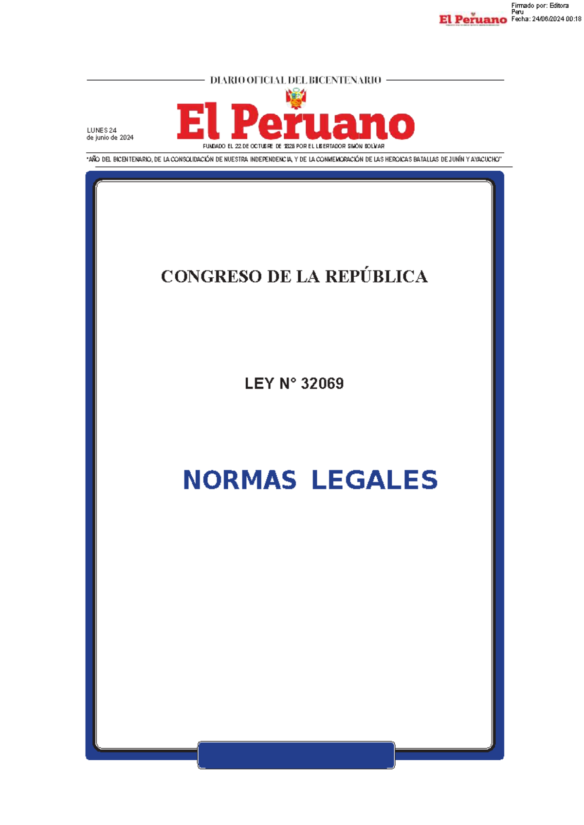 Ley 32069: Normativa de Contrataciones Públicas en Perú - Studocu