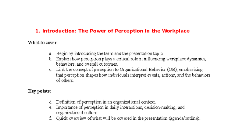 OB Case Study: The Role of Perception in Workplace Dynamics - Studocu