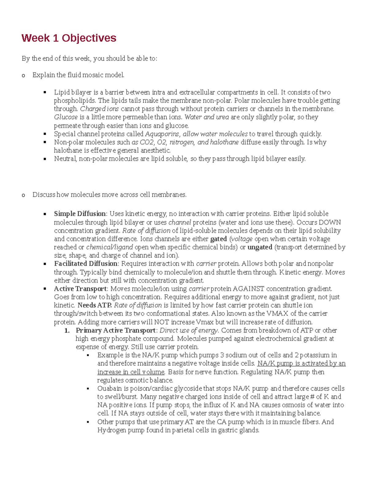 Patho Exam 1 Study Guide - Week 1 Objectives By the end of this week ...