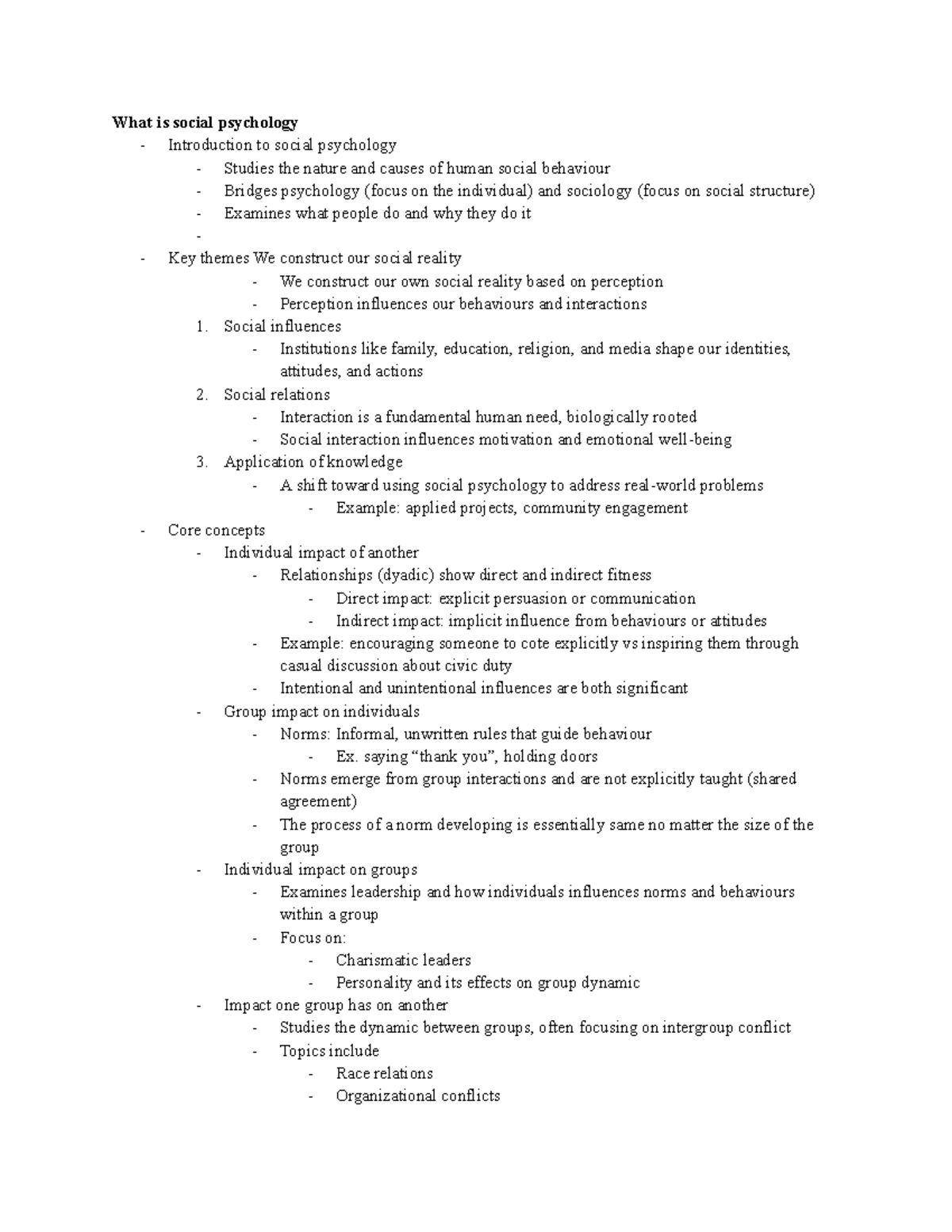SOC 101: Special Notes on Social Psychology Lectures - Studocu