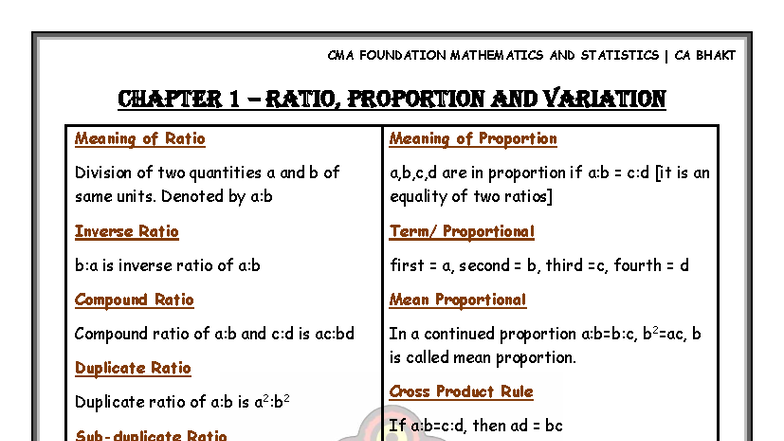 CMA FOUNDATION MATHEMATICS AND STATISTICS CA BHAKT: Comprehensive ...
