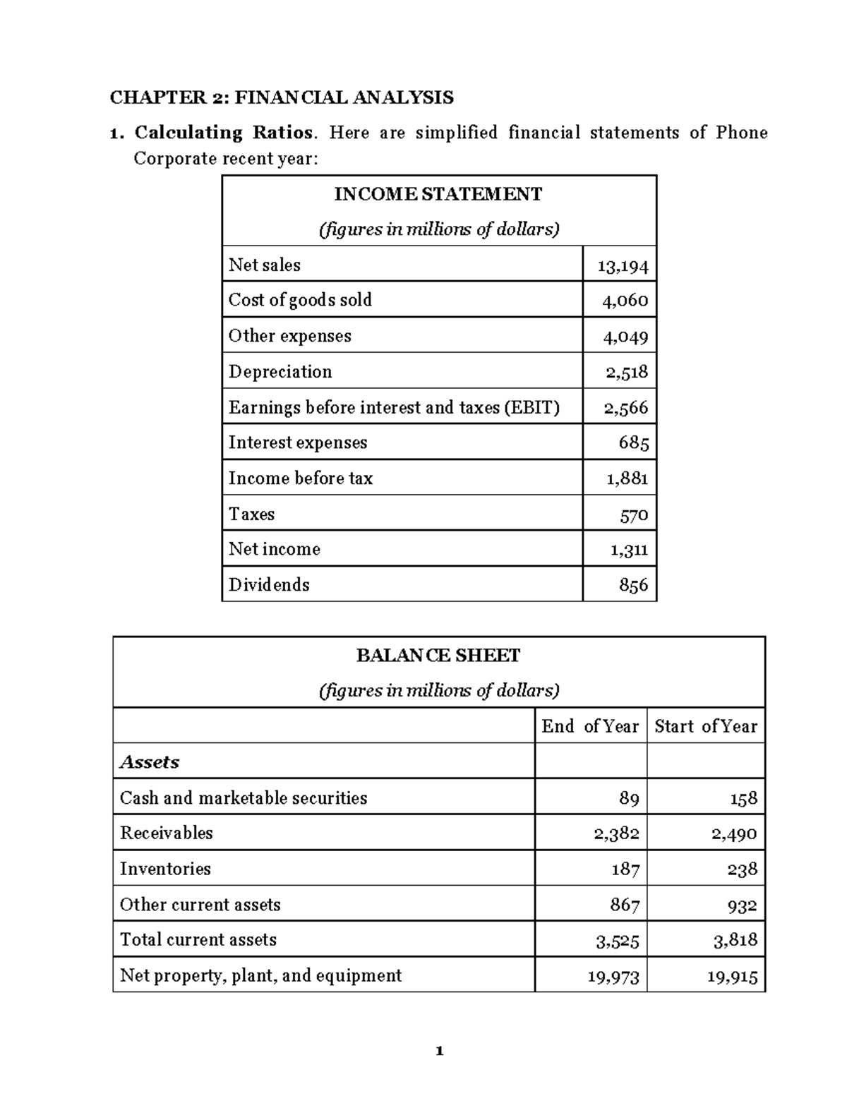 Exercises for Chapter 2 & 3: Financial Analysis EFA2 - Studocu