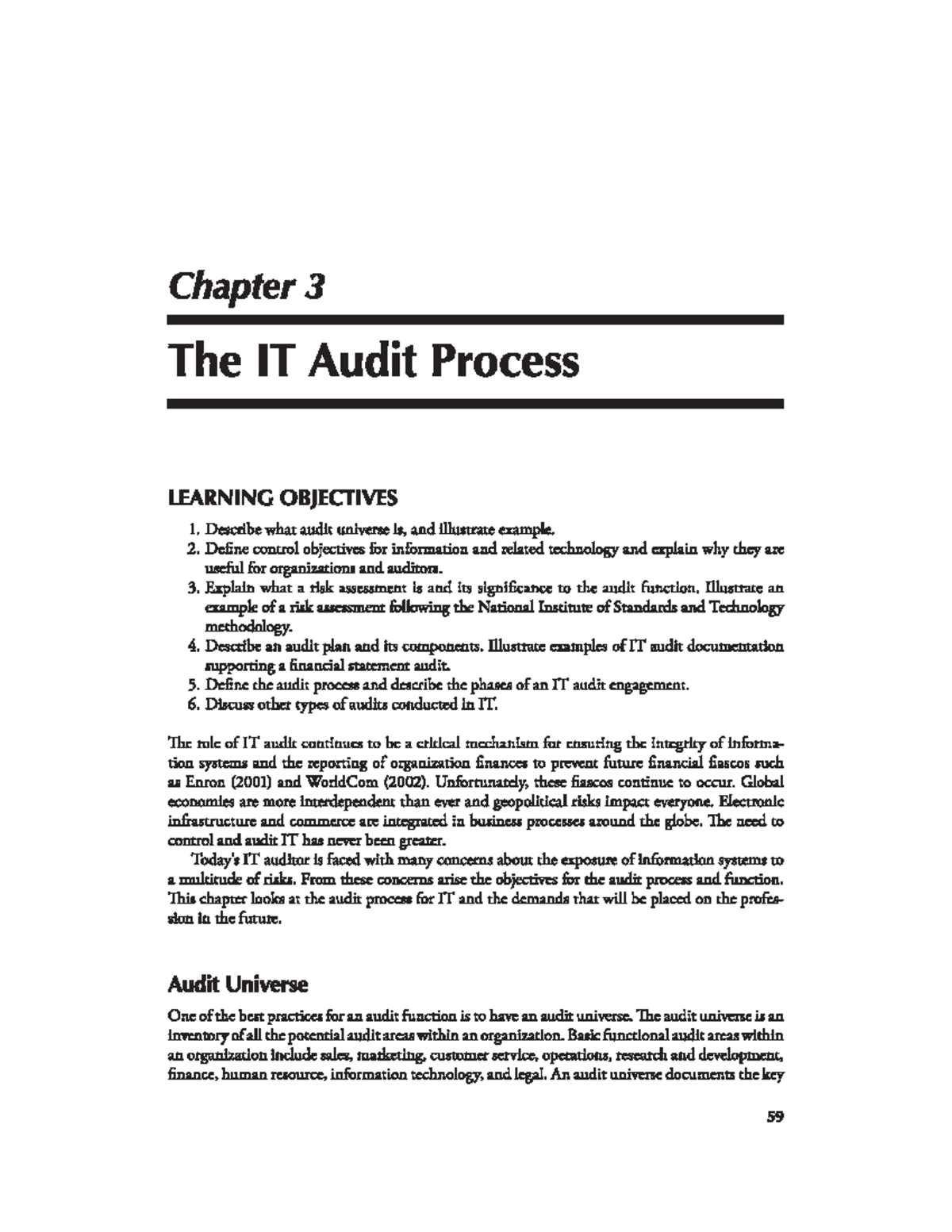 Chapter 3 Ktcntt - Chapter 3 The IT Audit Process LEARNING OBJECTIVES 1 ...
