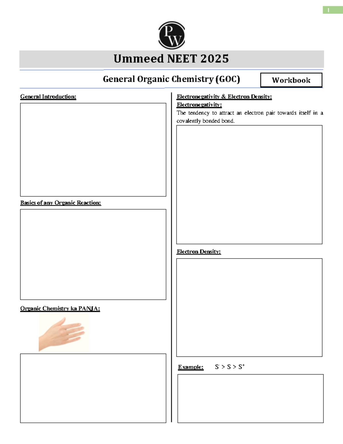 GOC 2025 NEET General organic chemistry workbook notes and exercises ...