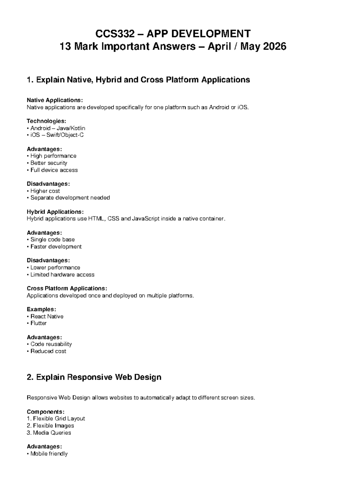 CCS332 App Development 13 Mark Important Answers April-May 2026 - Studocu