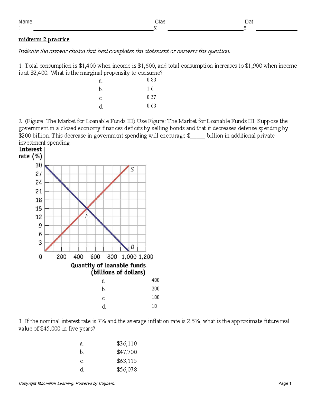 Midterm 2 Practice Questions for Econ 2301 - Studocu