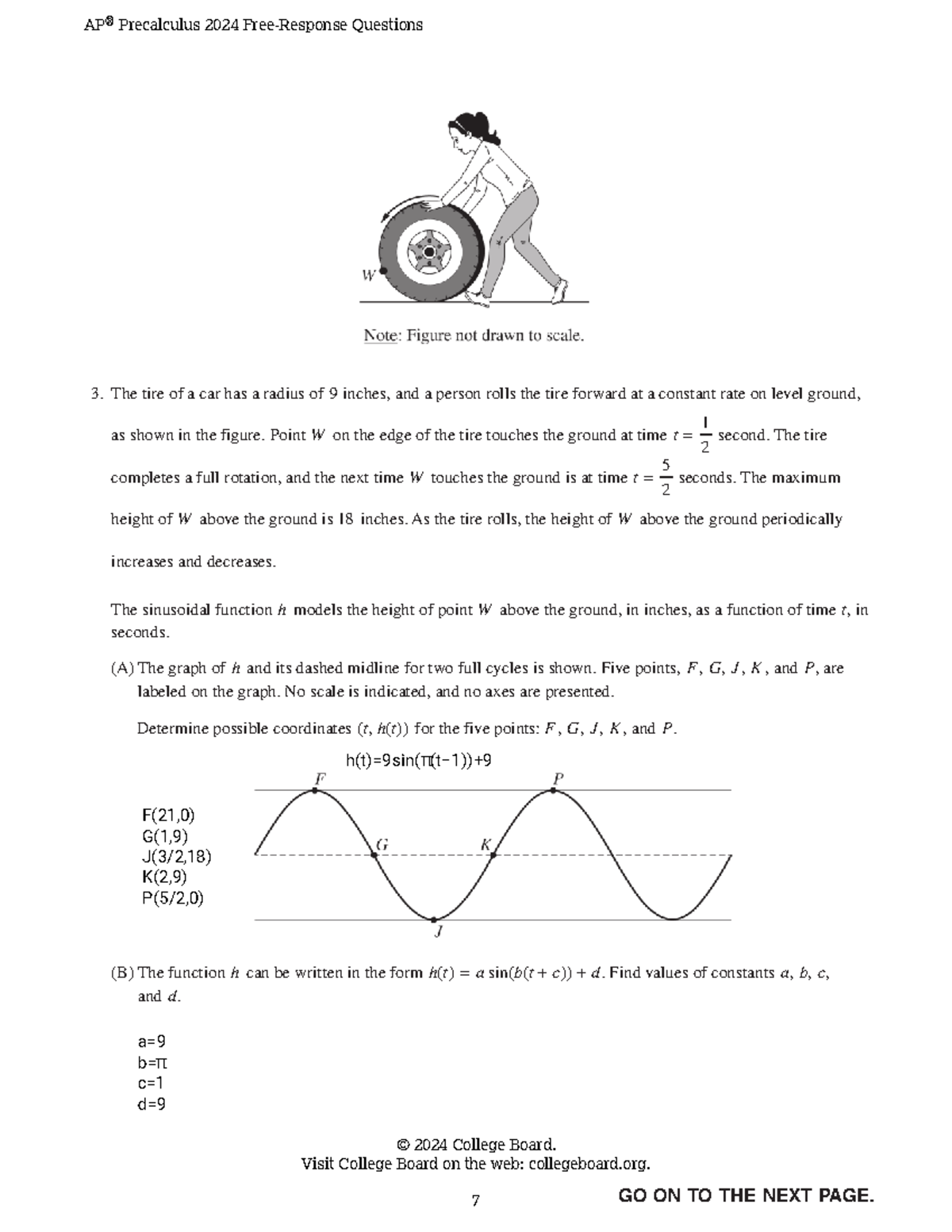 2024 APPC FRQ 3 - Tire Height Model & Sinusoidal Functions - Studocu