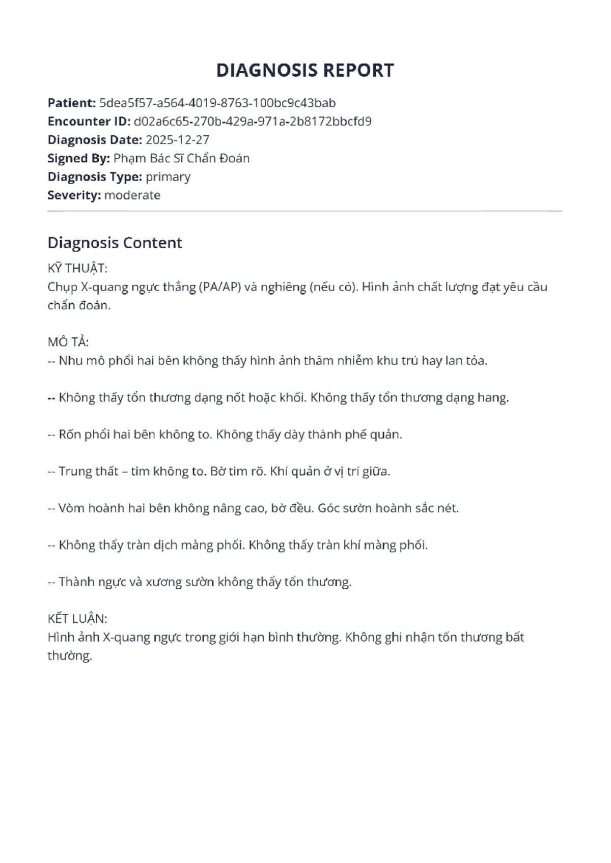 Diagnosis Report - Encounter ID: Patient Evaluation Summary - Studocu
