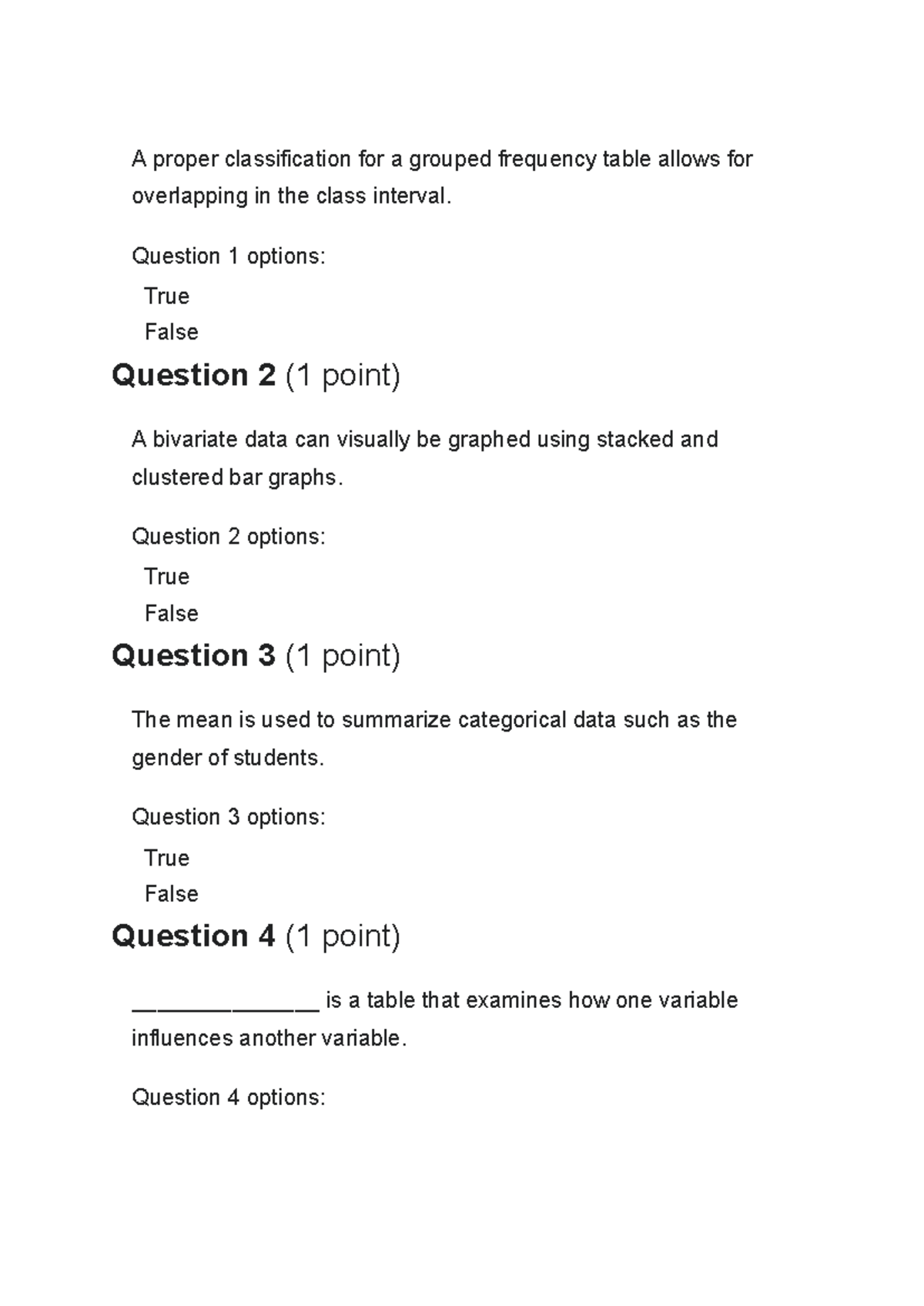Quiz 2 - Test 2 Questions on Grouped Frequency Tables and Data Analysis ...