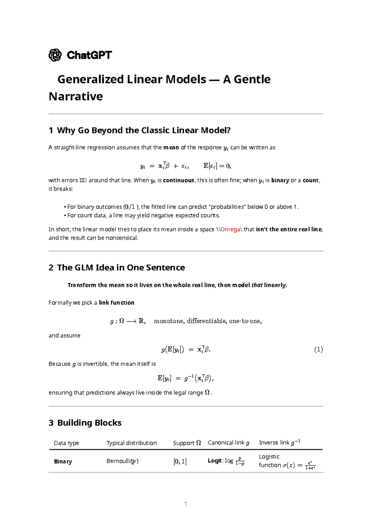 Generalized Linear Models (GLM) Intro: A Gentle Narrative - Studocu
