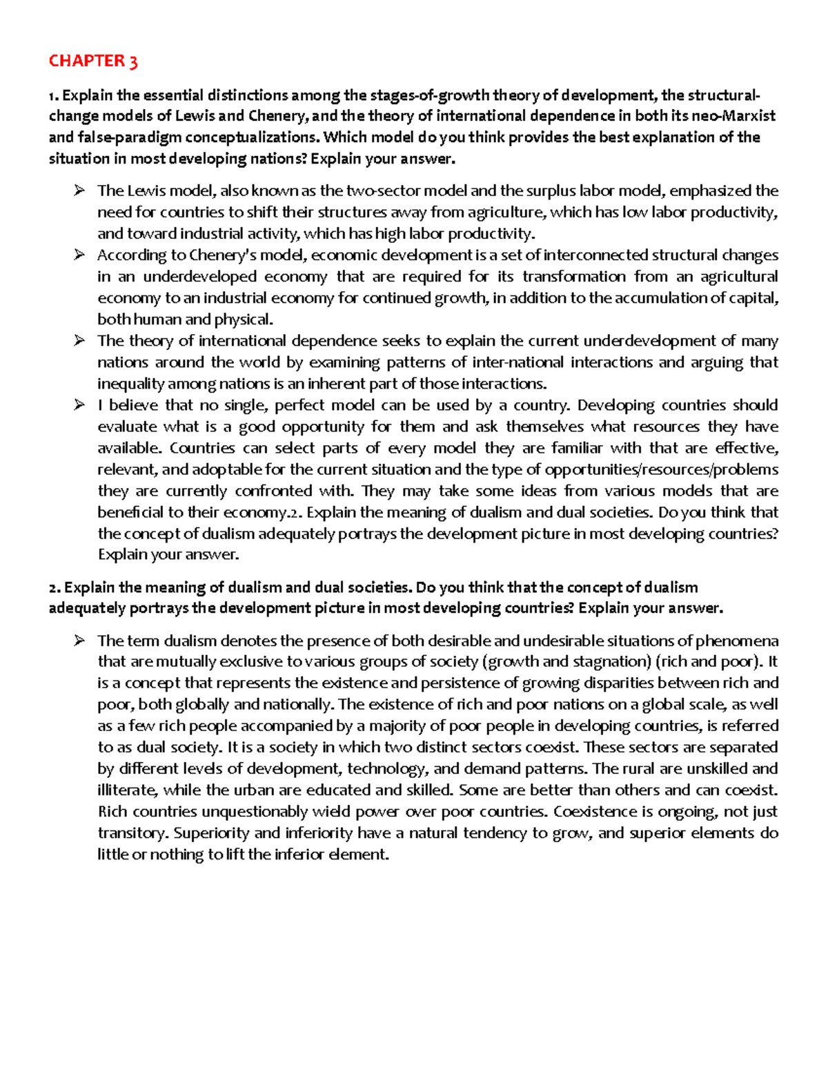 Econ Dev Assignment #4 - Insights on Growth Theories and Dualism - Studocu