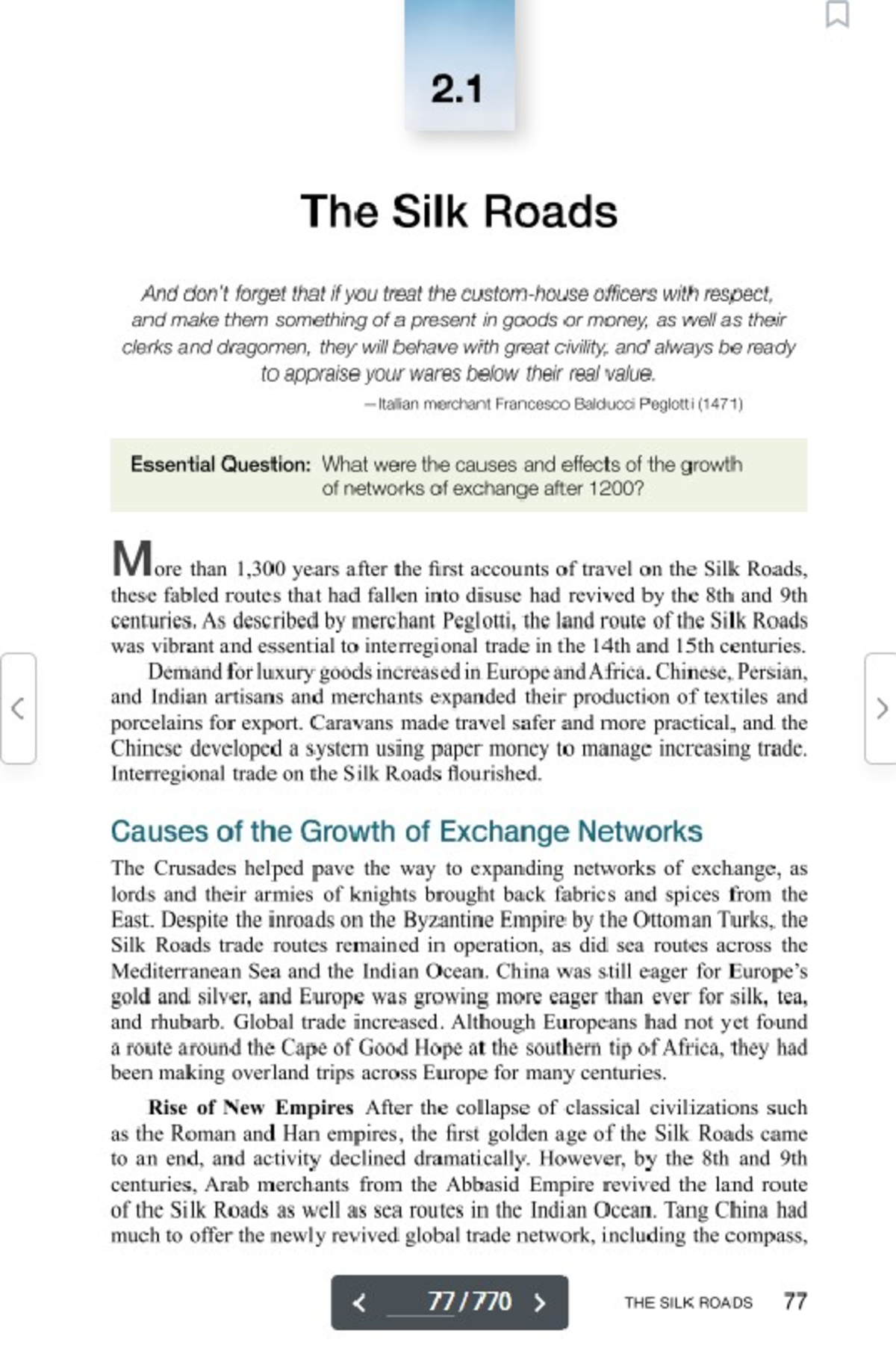 AP 2.1 - The Silk Roads: Causes and Effects of Exchange Networks - Studocu