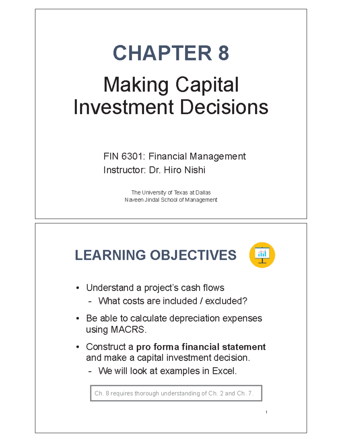 Lecture Notes - Chapter 08: Making Capital Investment Decisions (FIN ...