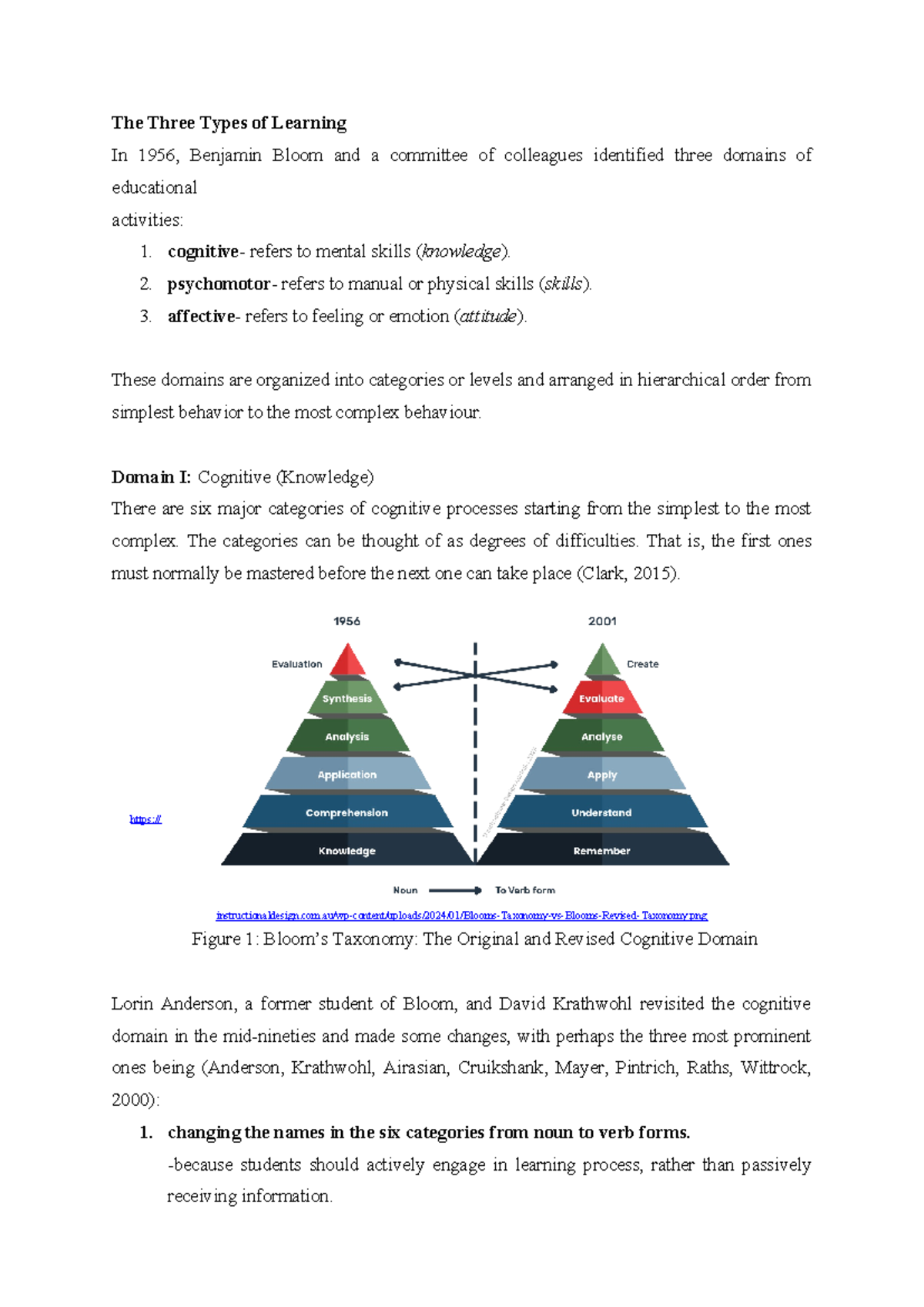 The Three Types of Learning - cognitive- refers to mental skills ...