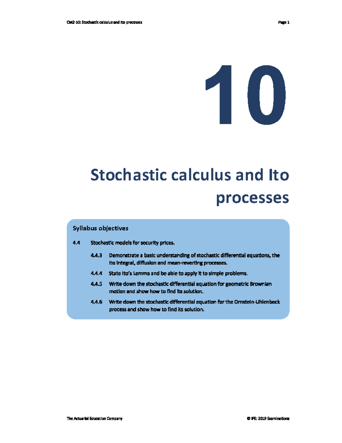 Stochastic Calculus & Ito Processes: Key Concepts & Formulas - Studocu