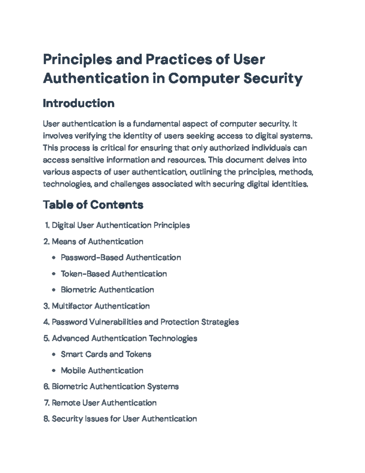 User Authentication Principles and Practices in Computer Security ...