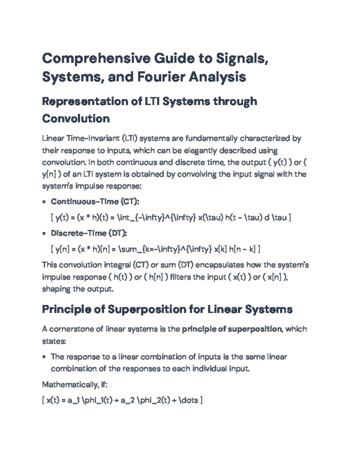 Comprehensive Guide to LTI Systems and Fourier Analysis (EE 101) - Studocu