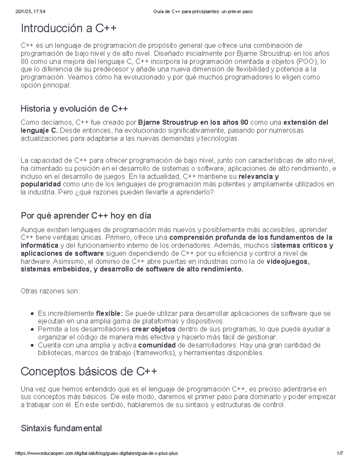 Guía de C++ para Principiantes: Un Primer Paso en Programación - Studocu