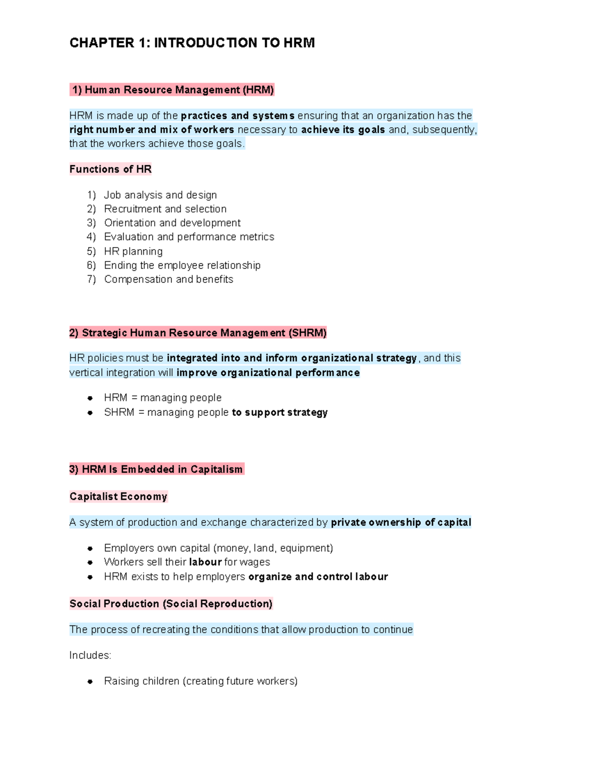 2BC3 CHAPTER 1: INTRODUCTION TO HUMAN RESOURCE MANAGEMENT - Studocu