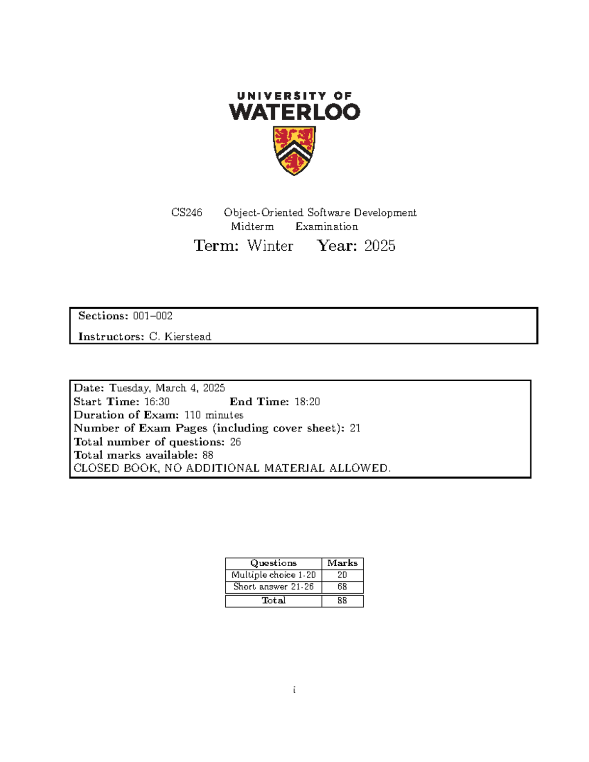 CS246 Software Development Midterm Exam - Winter 2025 - Studocu