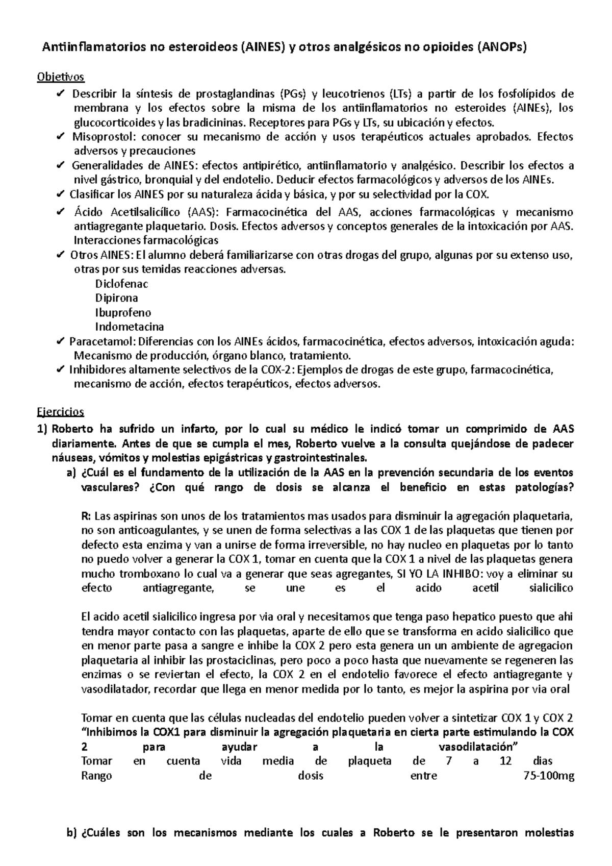 Guía de TP - AINES y ANOPs: Mecanismos, Efectos y Ejercicios - Studocu