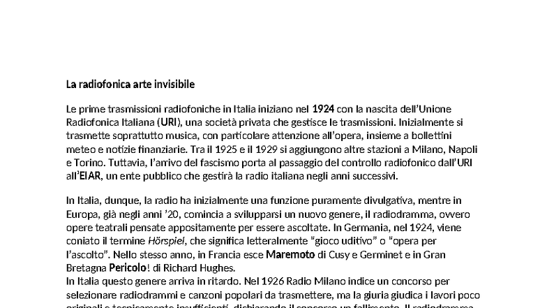 La radiofonica arte invisibile: Storia e Sviluppo del Radiodramma in ...