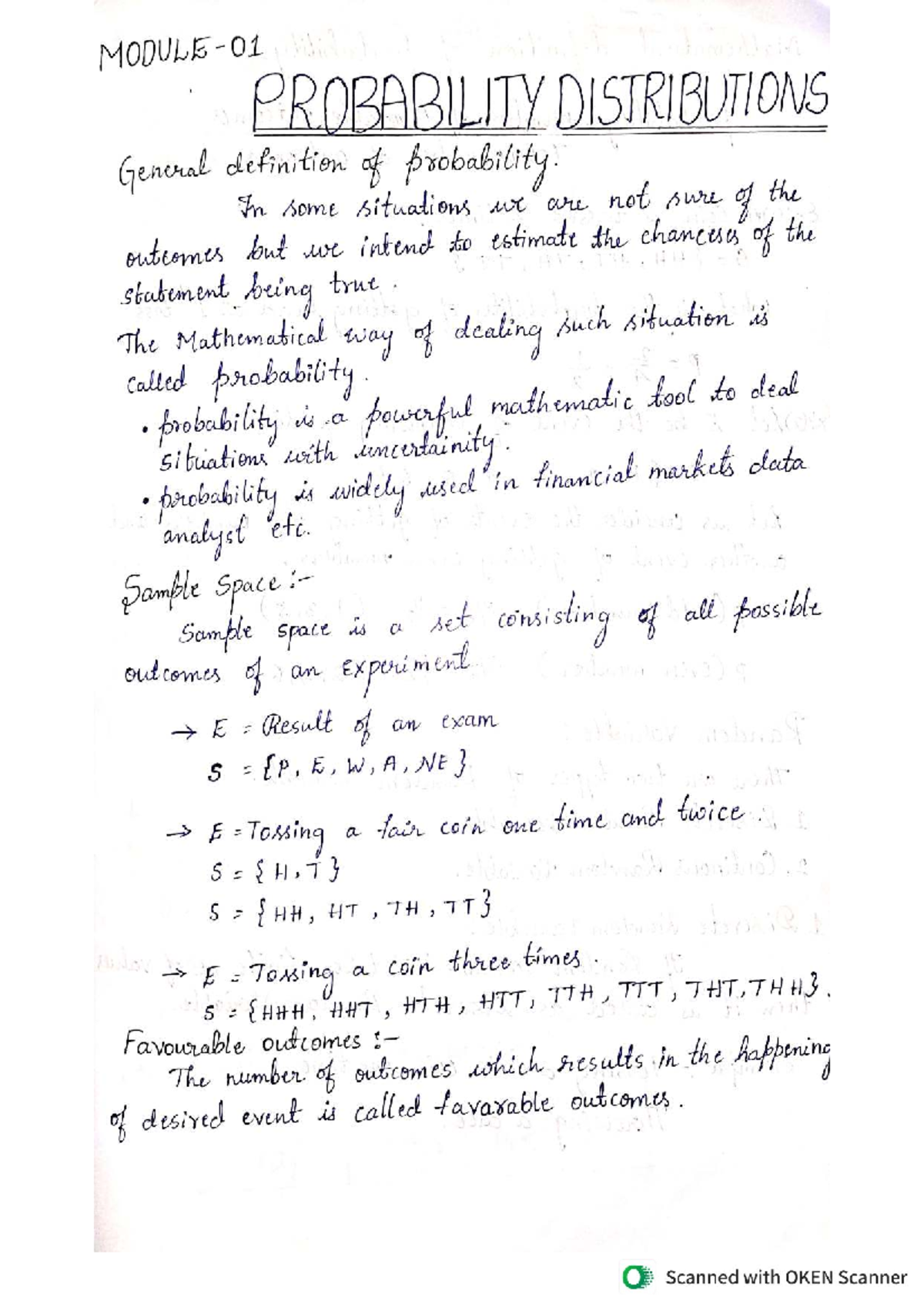 PROBABILITY DISTRIBUTIONS (OS 101) - Key Concepts and Definitions - Studocu