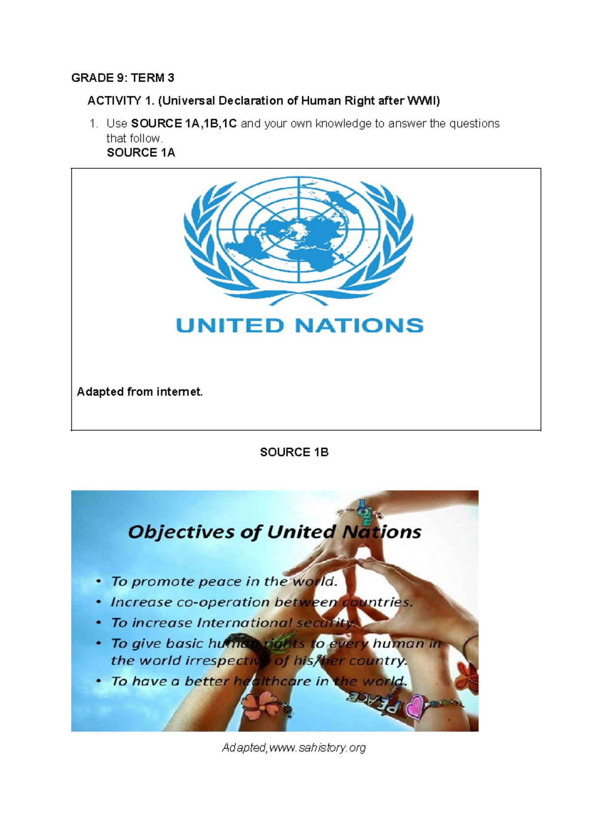 2025 T3 GRD 9 HIS: Term 3 Activity on Human Rights and Apartheid - Studocu