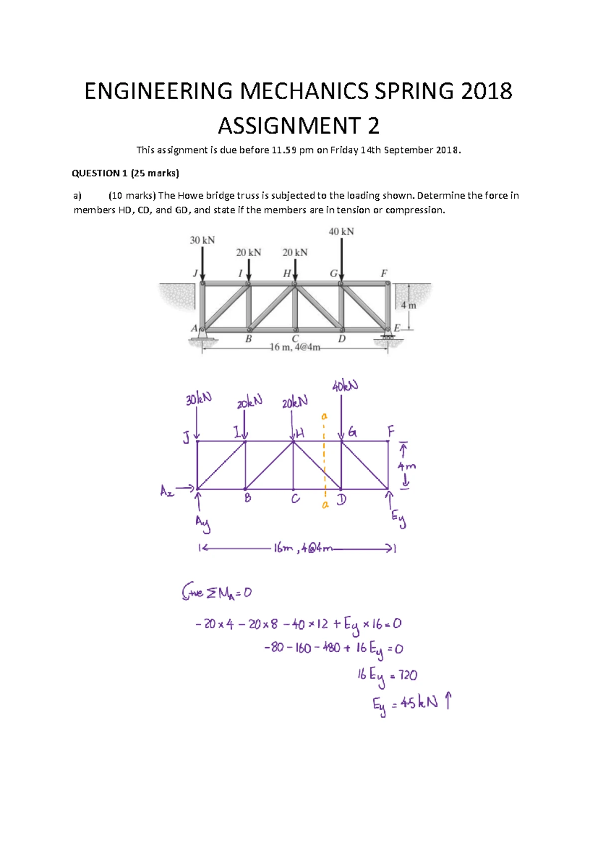 48321 A1 - Authentic Assesment (100%) - 48321 Engineering Mechanics AUT ...