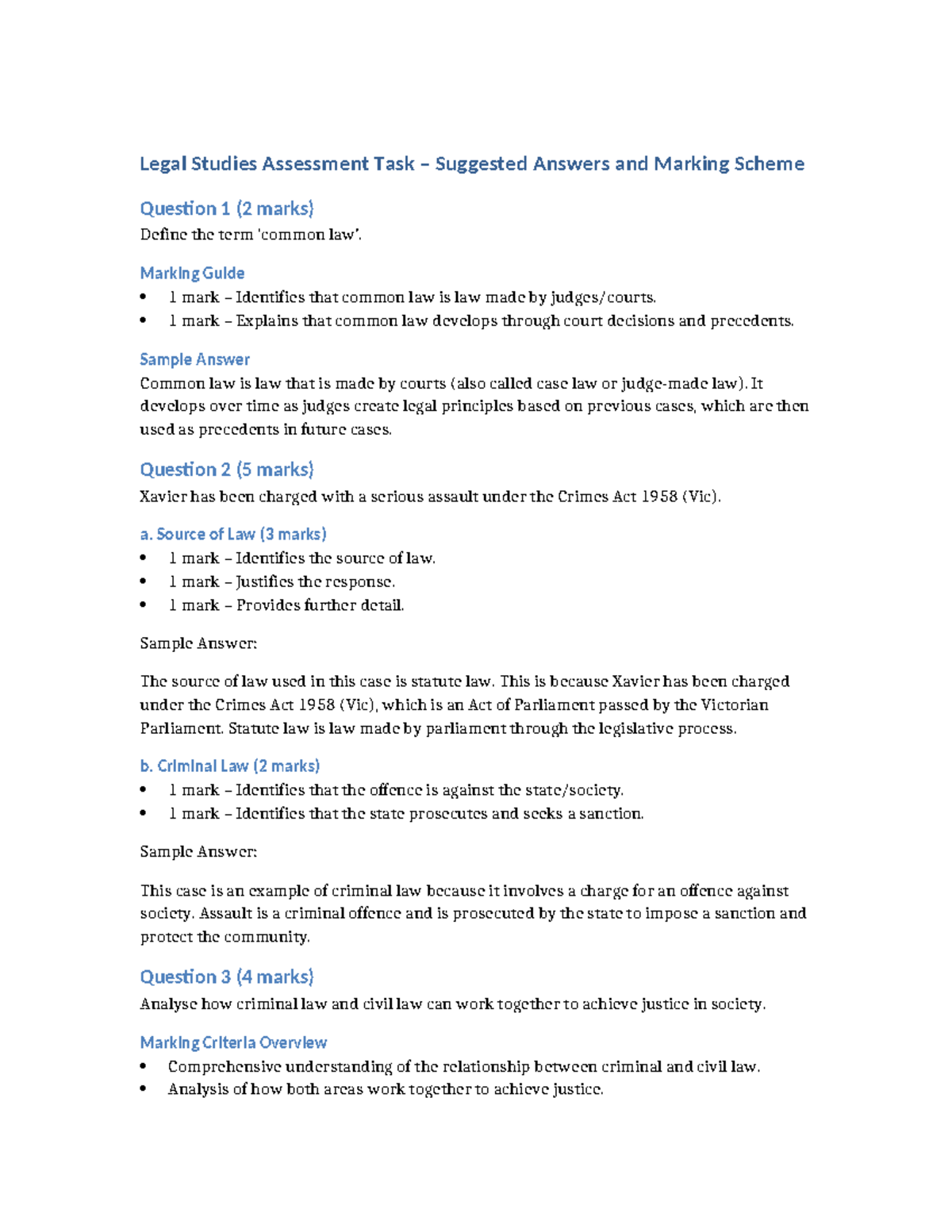 2026 LEGAL SAC Suggested Answers & Marking Scheme - Studocu